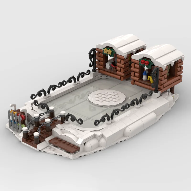 

714pcs MOC Winter Village Ice Skating Rink Seasonal Model Building Blocks Construction DIY Idea Christmas Gifts Toys Education