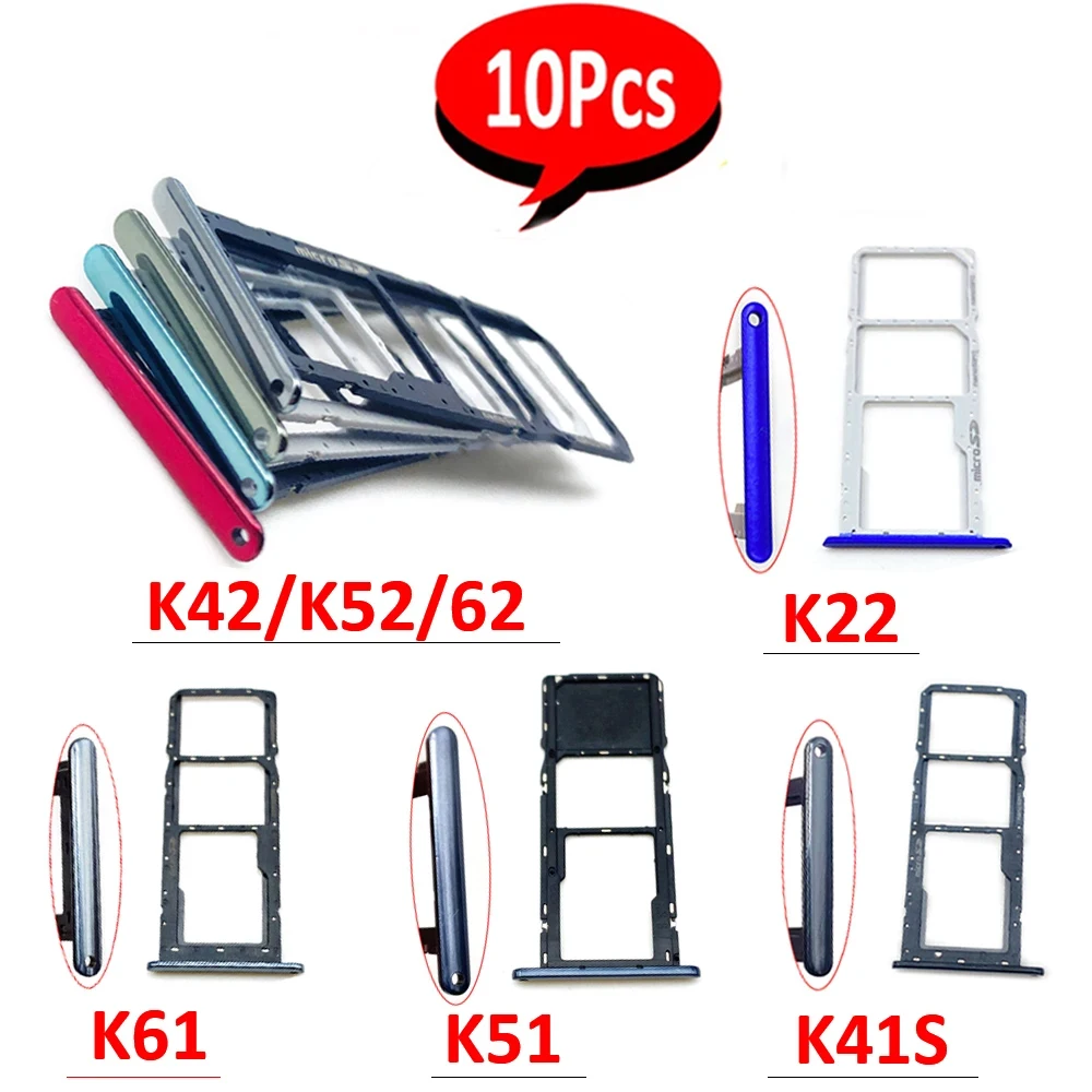 

10Pcs，NEW SIM Card chip slot drawer Card Tray Holder Adapter Replacement Parts For LG K22 K42 K52 K62 K41S K51 K61 + Pin