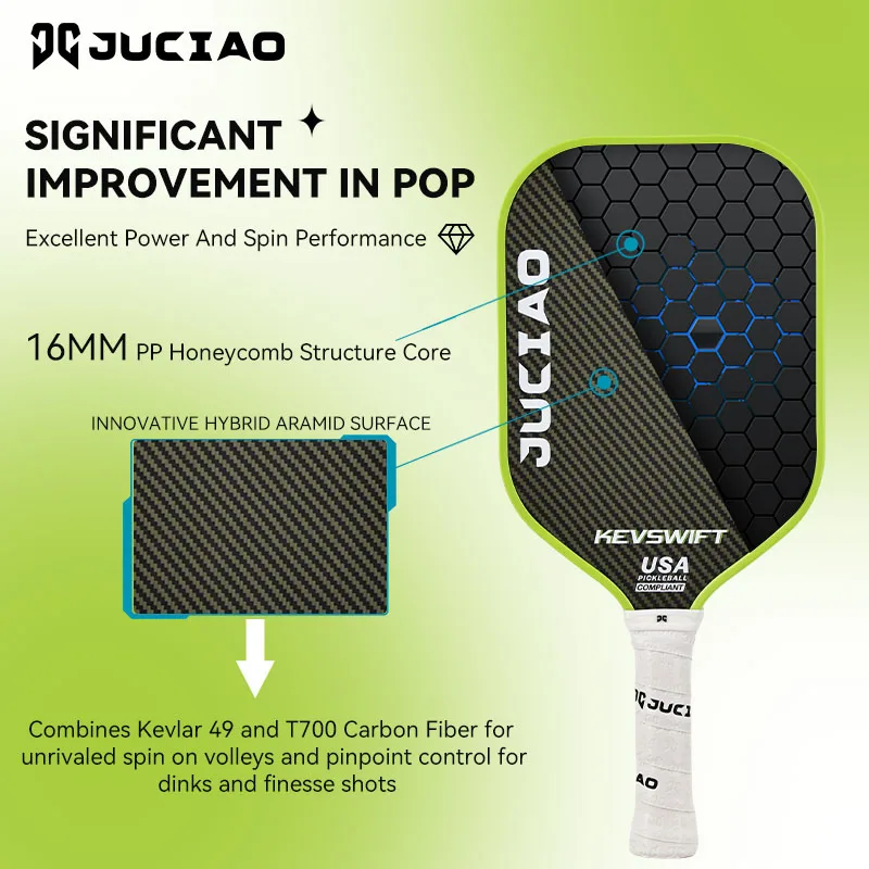 JUCiAO Hybridaramid Surface FiberPickleball Thermoformed Gen3 ลูกปิงปองไฮบริดอะรามิด เซอร์เฟซไฟเบอร์ พิคเคิลบอล เทอร์โมฟอร์ม รุ่นที่ 3 |   ผนังฉีดโฟมยูนิบอดี้ (16 มม.)