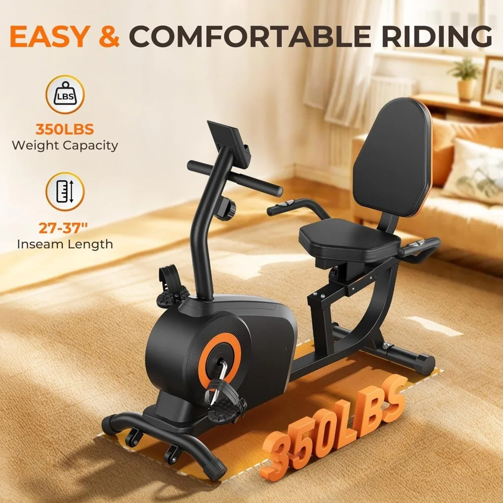 Recumbent Exercise Bike for Adults Seniors with Quick Adjust Seat, 350LB Capacity & 16-level Resistance