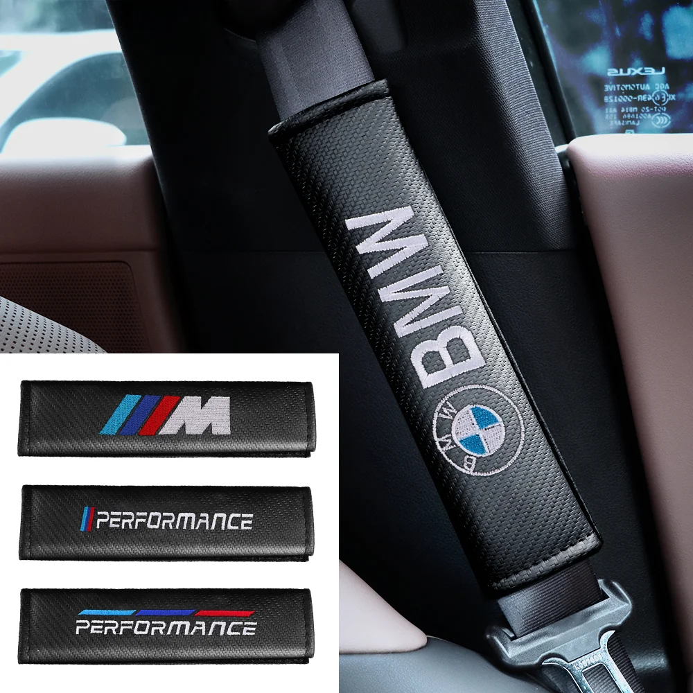 2pcs Car Seat Belt Shoulder Cover Pad Carbon Fiber Strap Protector Cushion For BMW Series M Performance E90 E91 E92 X1 X2 X3 G30