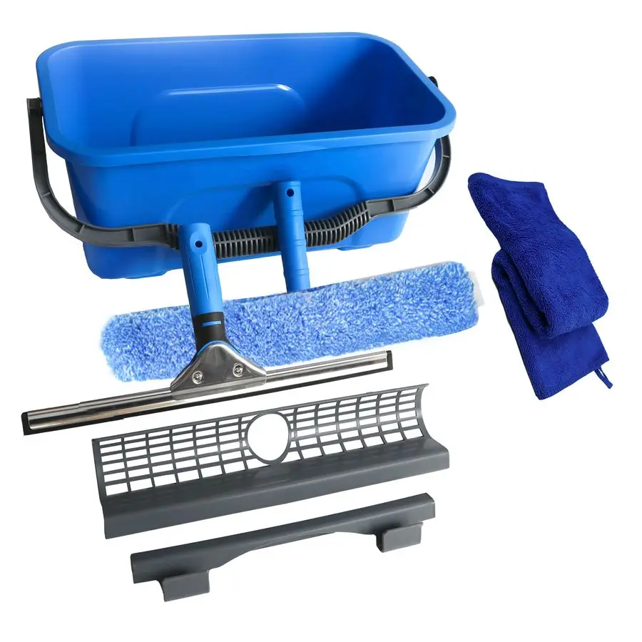 

with Shelf Storage for Window Cleaning,Window Cleaning Squeegee kit with BucketampMicrofiber Scrubber,Bathroom,Shower Doors,Mirr