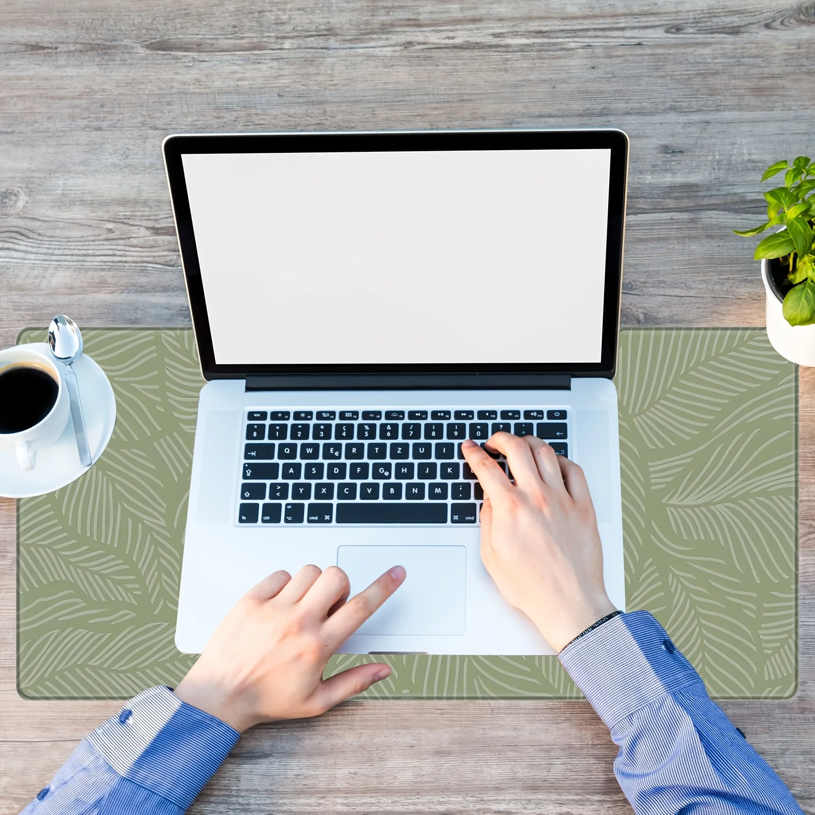 Boho chique folha verde tapete de mesa mousepad lavável antiderrapante natureza-inspirado escritório ou casa espaço de trabalho acessório de escritório em casa mousepad