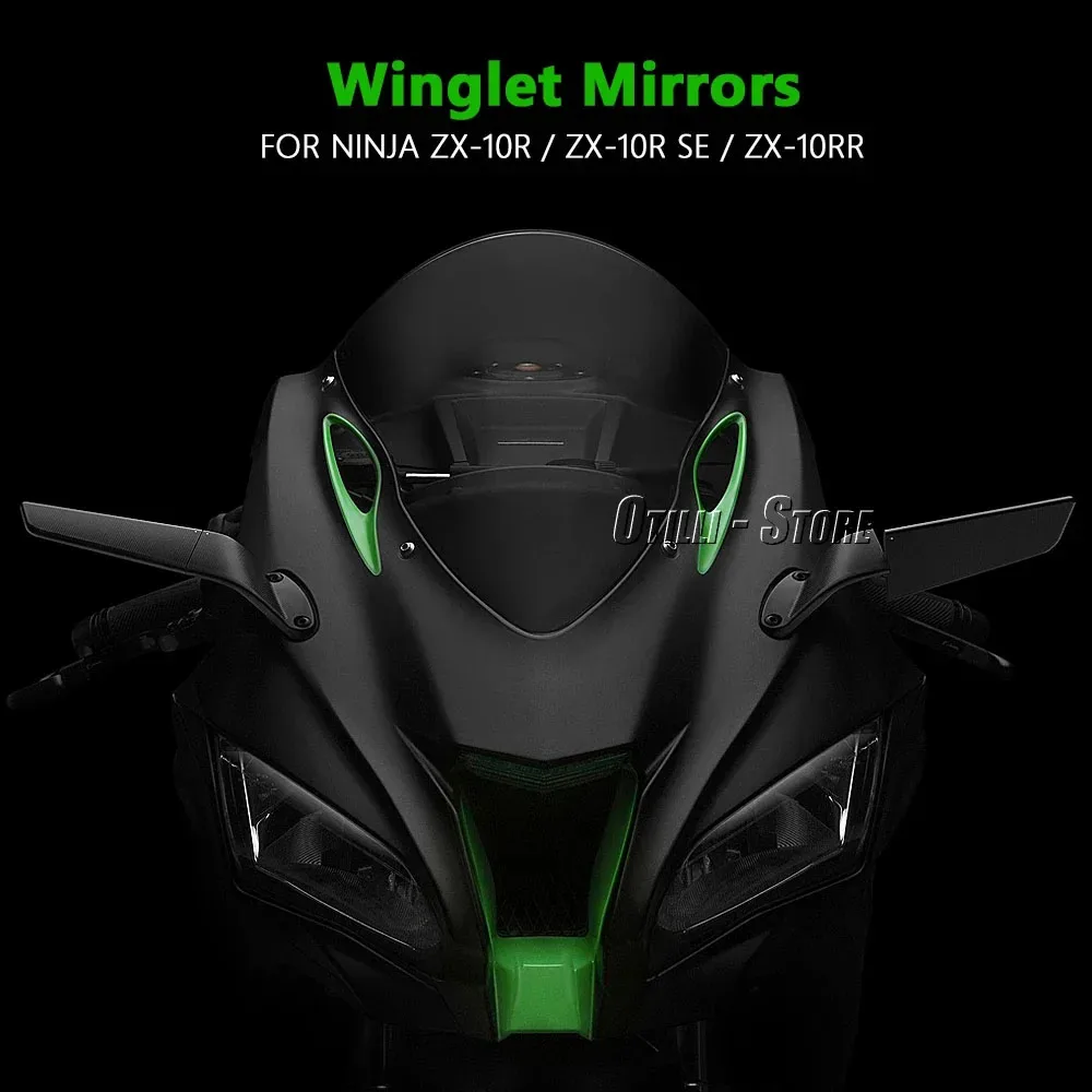 For Kawasaki Ninja 1000 ZX10R ZX-10R SE ZX-10RR Motorcycle Aluminium Adjustable Rotate Sports Winglets Wing Stealth Mirrors