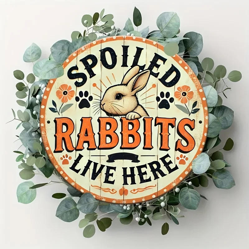 1pc Retro Bunny Metal Wall Decor - 