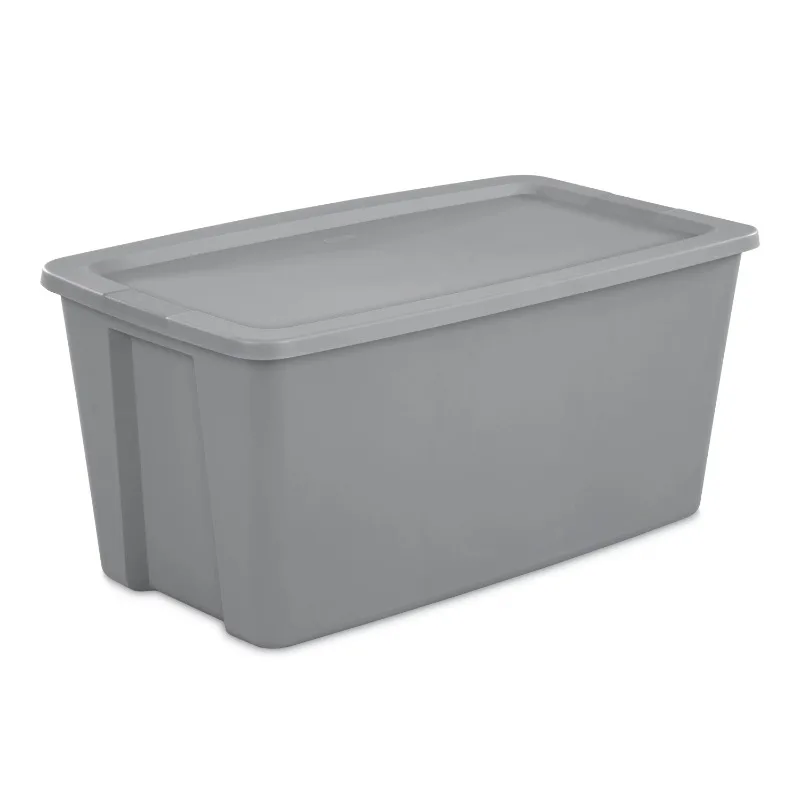 Sterilite 50 Gallon Tote Box Plastic, Titanium, Set of 4