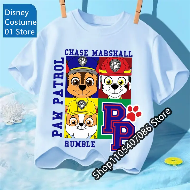PAW Patrol Children T-Shirts Cartoon Chase Skye Short Sleeves Top Tees Fashion Anime Girls Boys Shirts Kids Summer Clothes Gift