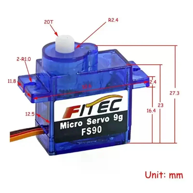 Micro servomoteur 1.5kg.cm, bras Servo 4.8V 6V, 120 degrés pour hélicoptère télécommandé, bras de Drones, voitures RC, jouet Robot à monter soi-même 9g FS90