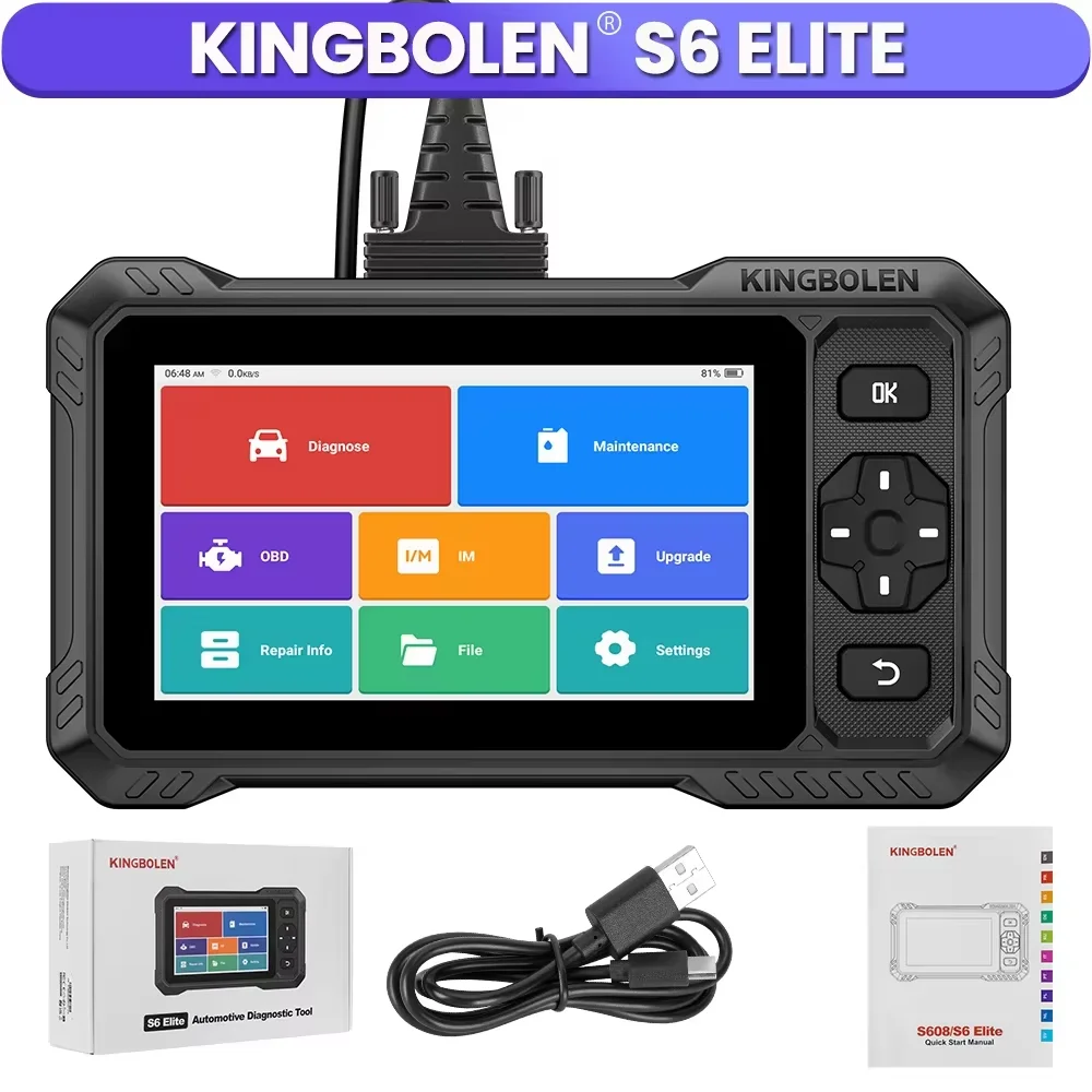 2026 Nieuwe KINGBOLEN S6 Elite Auto Diagnose Gereedschap, Bidirectionele Scantool, Ondersteunt CANFD, Alle Systeem Auto VIN Scan, 15+ Reset Functies