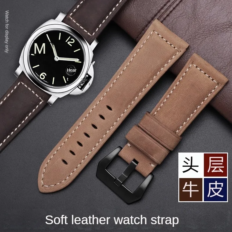 Universal Brand Frosted Cowhide Watches With 19/20/21/22/23/24/26mm Flat Interface Crazy Horse Leather Watch Belt.