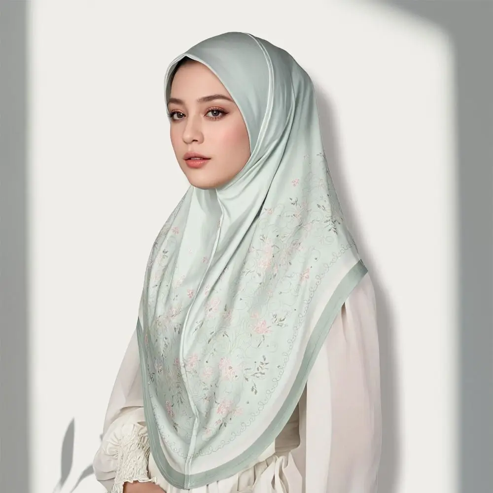 

Breathable Eid Al-Fitr Long Floral Turban Adjustable Cotton Printed Arab Lady Headscarf Elastic Multiple Colors Hijab Head Wrap