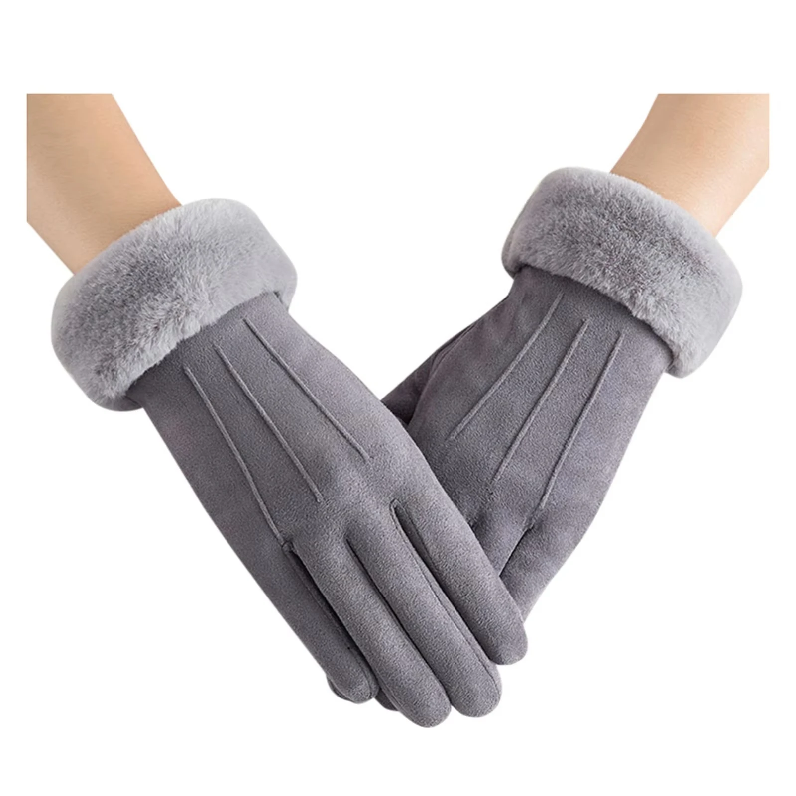New Thick Plush Sleeves Suede Gloves Soft Warm Solid Fall Winter Outdoor Cycling Windproof Mittens High-end Bridal Gloves