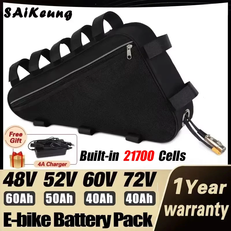 

Литиевая аккумуляторная батарея для электровелосипеда E-bikeTriangle 36, 48, 52, 60, 72В, 20, 25, 28, 30, 35, 40, 45, 50, 60Ач, 1000Вт, 2000Вт, 3000Вт