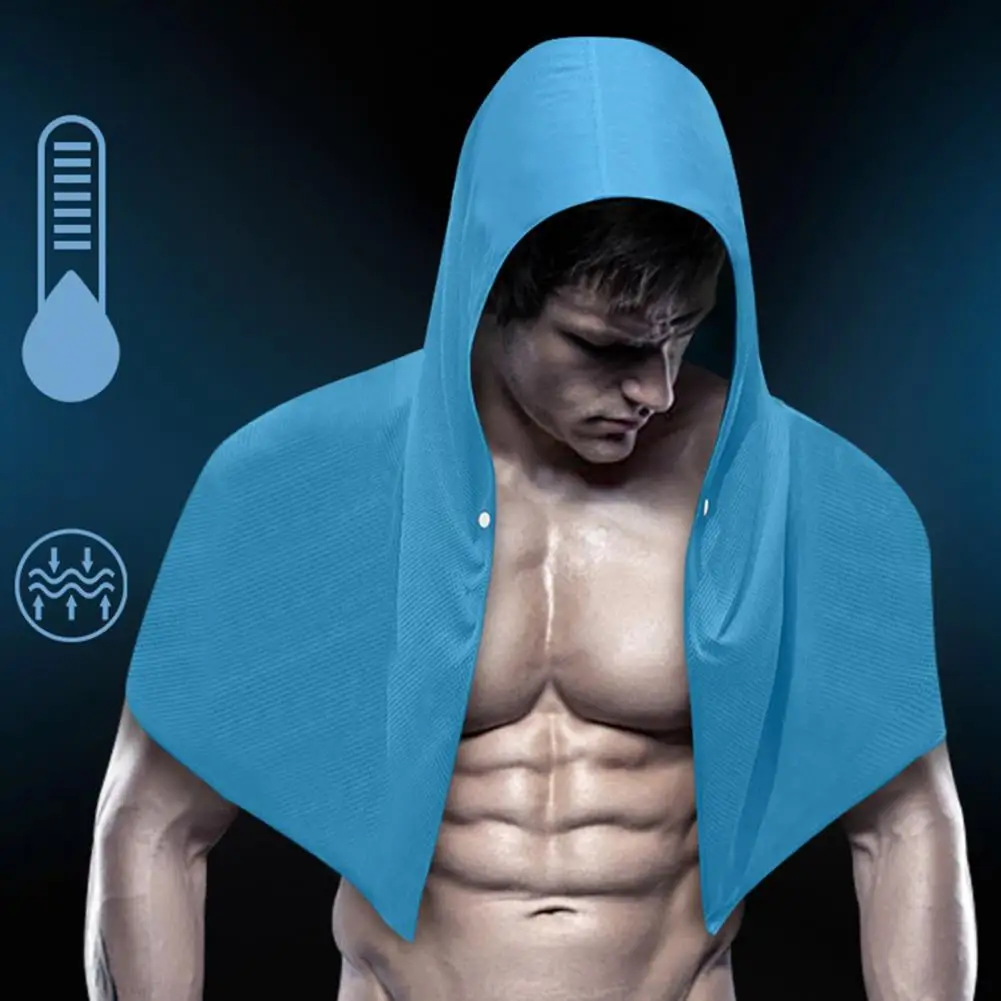 Quick Dry Cooling Hoodie Towel Solid Color UV Protection Breathable Sweat Absorbent Sports Running Hood Towel Sports Supplies