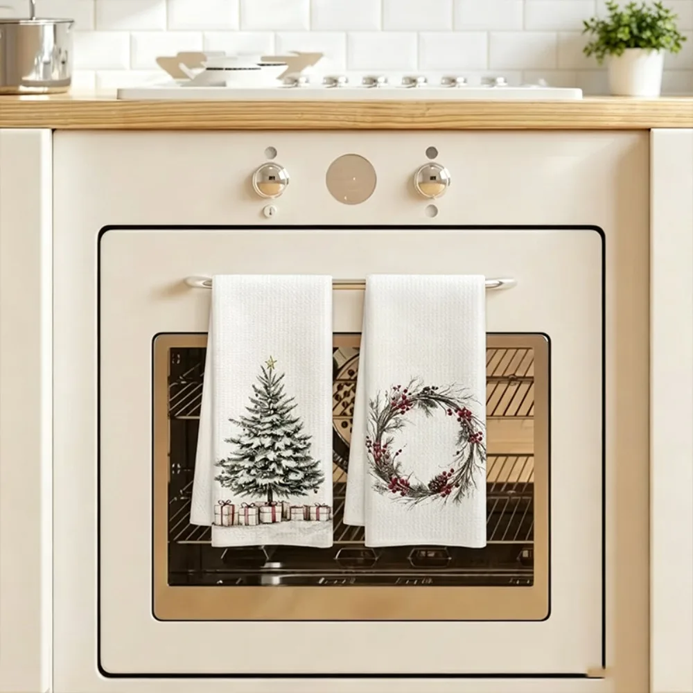 Soft Absorbent Kitchen Towels Dish Towel Christmas Theme Christmas Dish Cloths Holiday Dry Cloth Kitchen Dish Tea Towels