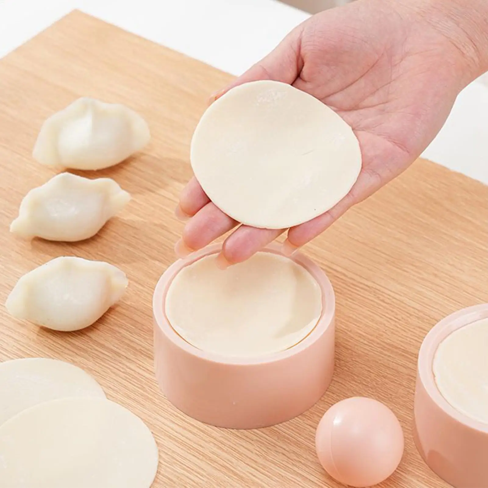 Dumpling Maker Press Tool Wood Mold and Ball Manual Dough Skin Presser Hand Pie Rolling Tool Quick Dumpling Wrapper Maker
