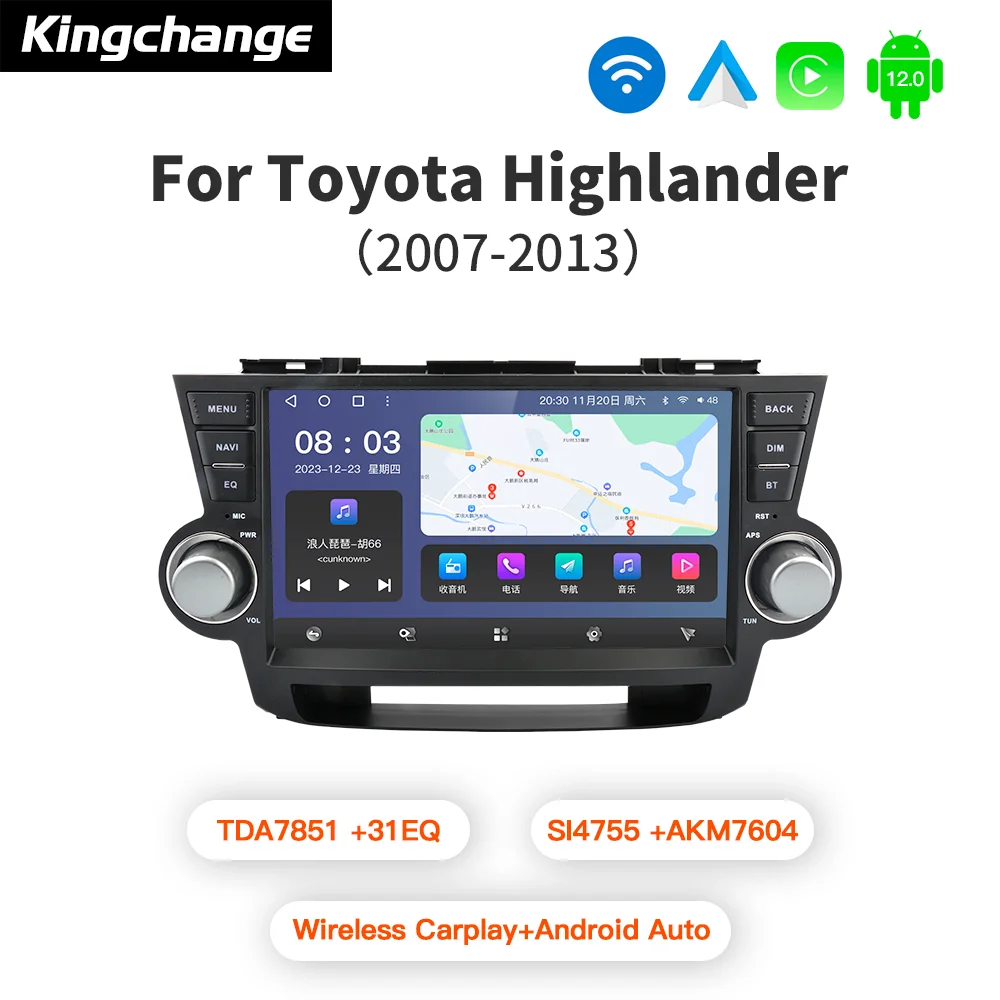 

Kingchange 10" Android 12 For Toyota Highlander 2 XU40 2007 - 2013 Car Radio Multimedia Video Player Navigation stereo GPS