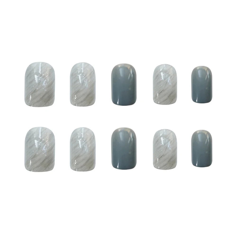 Light Grey Smudged False Nails Not Hurting Hands Not Easy to Break Nails for Hand Decoration Nail Art