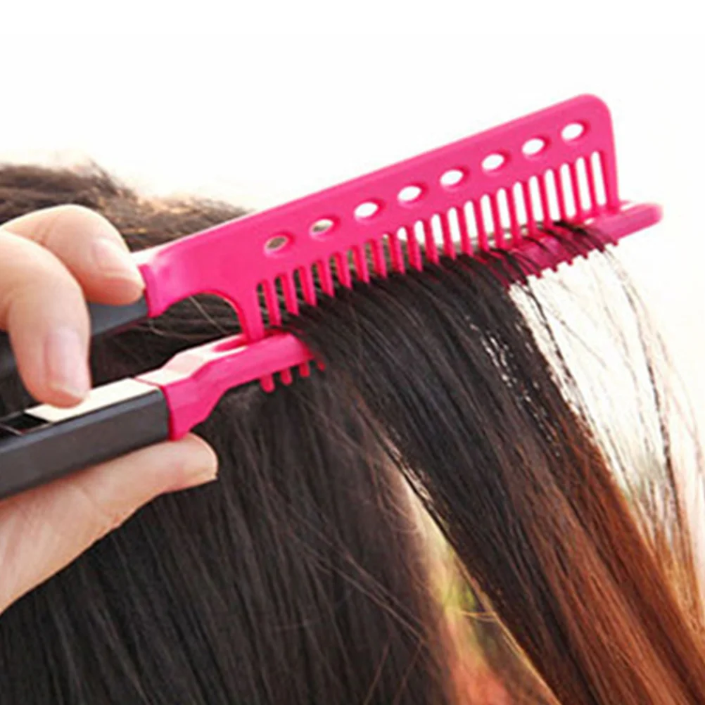 

3 pcs Hair Straightening Comb Premium Plastic Ergonomic V Shaped Portable Foldable Salon Use Travel Size for Flat