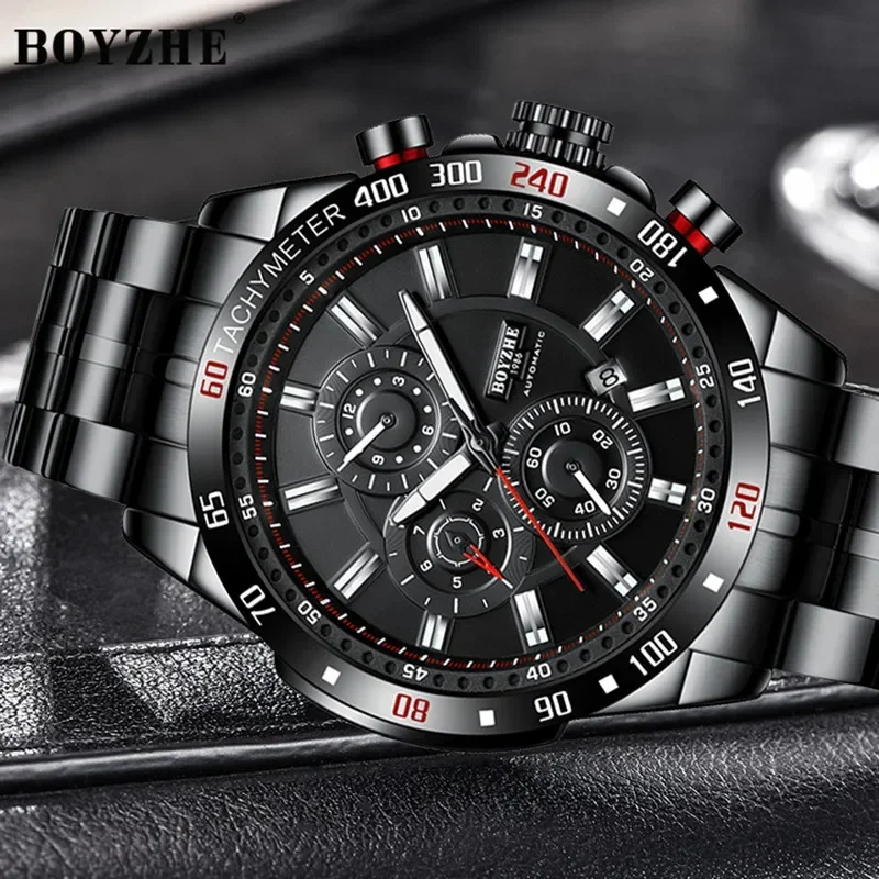 

Boyzhe Men Sport Automatic Mechanical Wrist Watch 3 Bar Waterproof Multifunction Display Luminous Hands Male Watches relogio