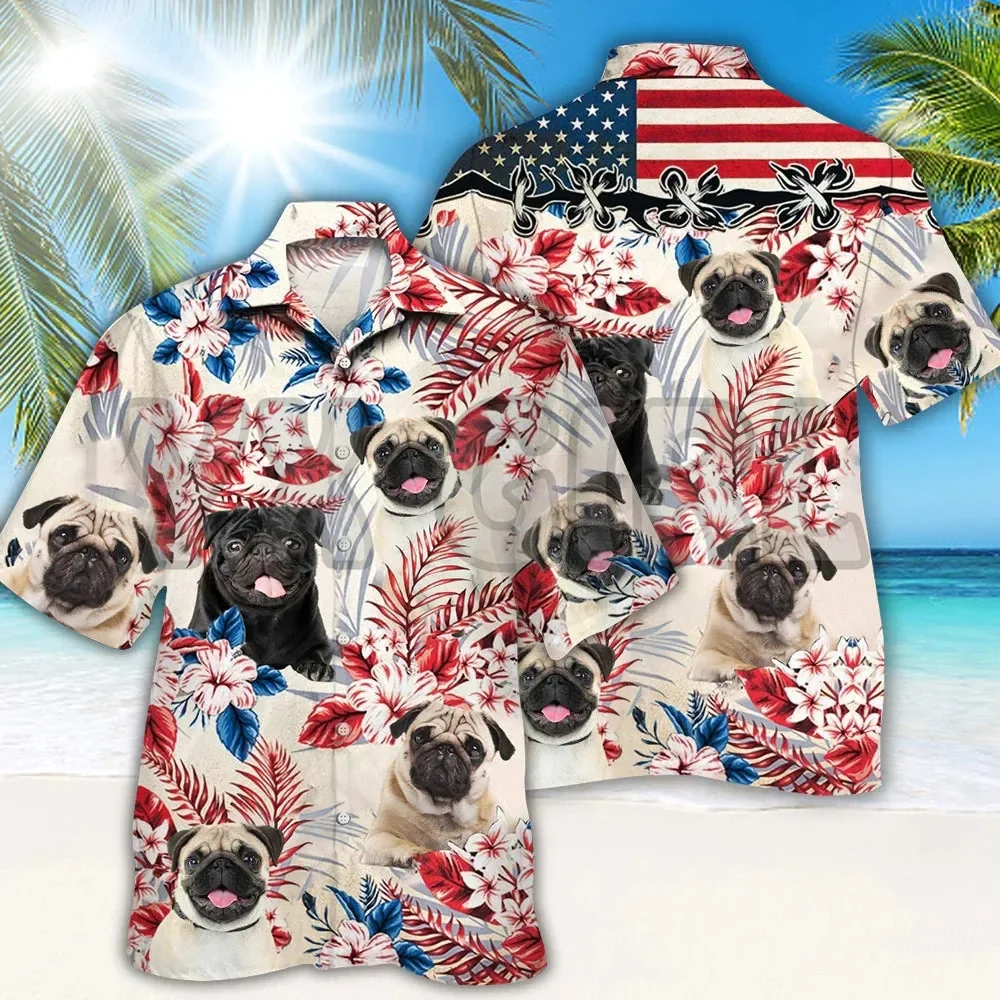 

Pug Hawaiian Shirt 3D All Over Printed Hawaiian Shirt Men's For Women's Harajuku Casual Shirt Unisex