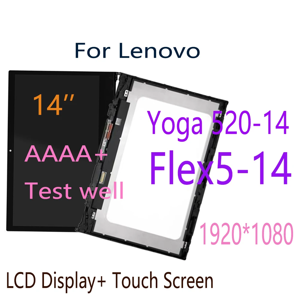 New 14 Inch FHD LCD For Lenovo Yoga 520-14 520-14IKB Flex5-14 Flex 5-14 LCD Display Touch Screen Digitizer Assembly With Bezel