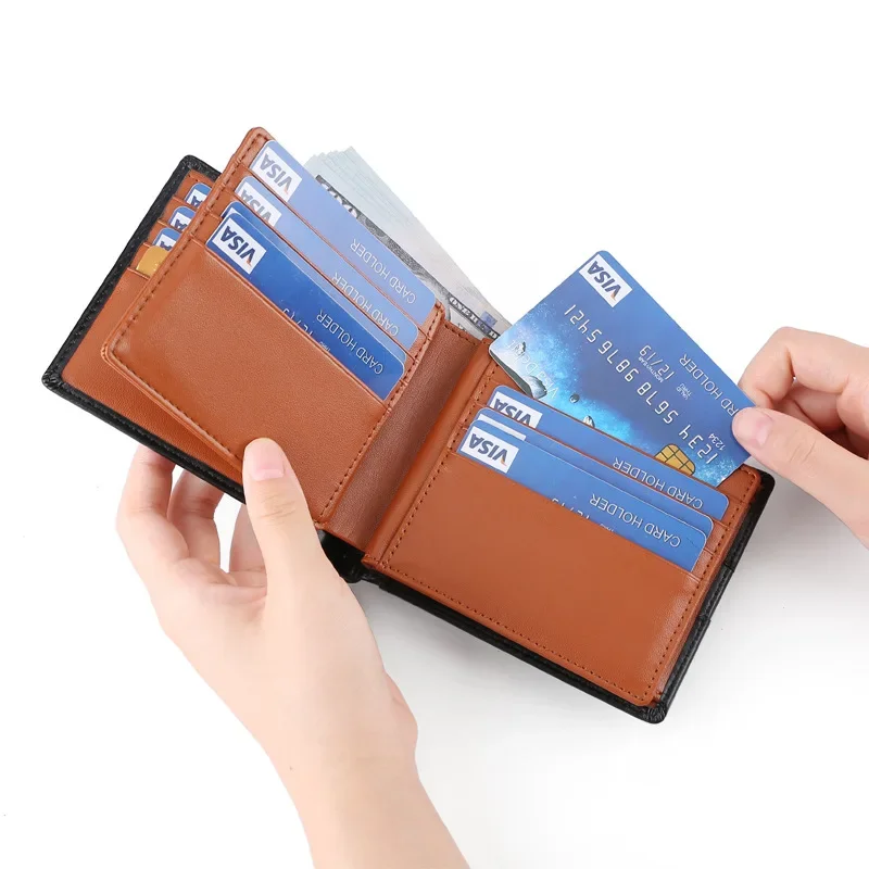 

Genuine Cowhide Japanese Short Organ Half Fold Short Wallet Multi Card RFID Anti theft Brush Women's Men's Wallet Coin Purse