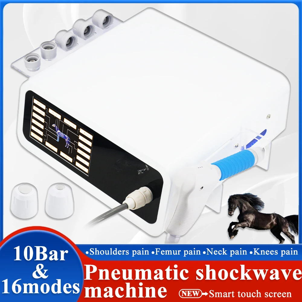 

2025 Pneumatic Shock Wave Physiotherapy Massager Relieve Scar Tissue Pain Tendon Injury 10Bar Animals Shockwave Therapy Machine