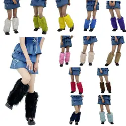 Women Faux Fur Leg Warmers Women Fall Leggings Jk Boots Stocking Girls Lolita Punk Boot Cover Harajuku Fur Foot Warming Cover