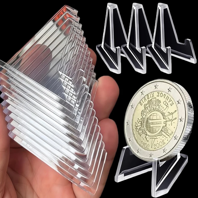 

10/20/30/50pcs Transparent Acrylic Coin Jewelry Display Stand Trading Card Commemorative Coin Mini Stand Badge Stand Ornament