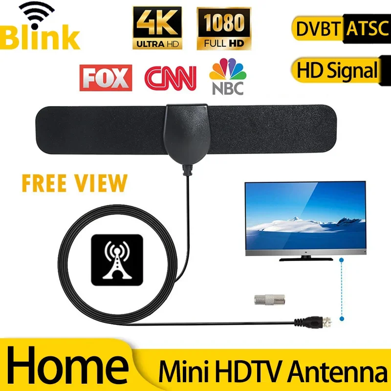 Indoor Digital TV Antenna 4K 1080P Free HD Channels  Home Satellite TV Signal Receiver Booster DVBT/ATSC/ISDB Amplifier