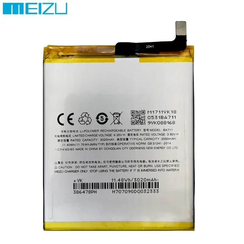 แบตเตอรี่สำรอง BA711 3070mAh 100% ของแท้สำหรับ Meizu M6 Meilan6ชุด M711 M711Q M711C M711M M711H แบตเตอรี่โทรศัพท์