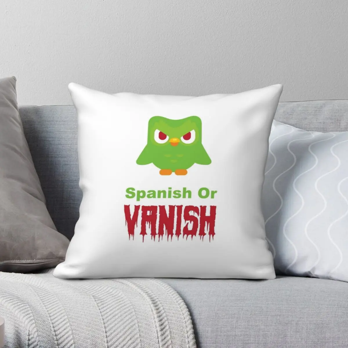 Duolingo Meme Pillowcase Polyester Linen Velvet Printed Zip Decorative Throw Pillow Case Home Cushion Cover 18