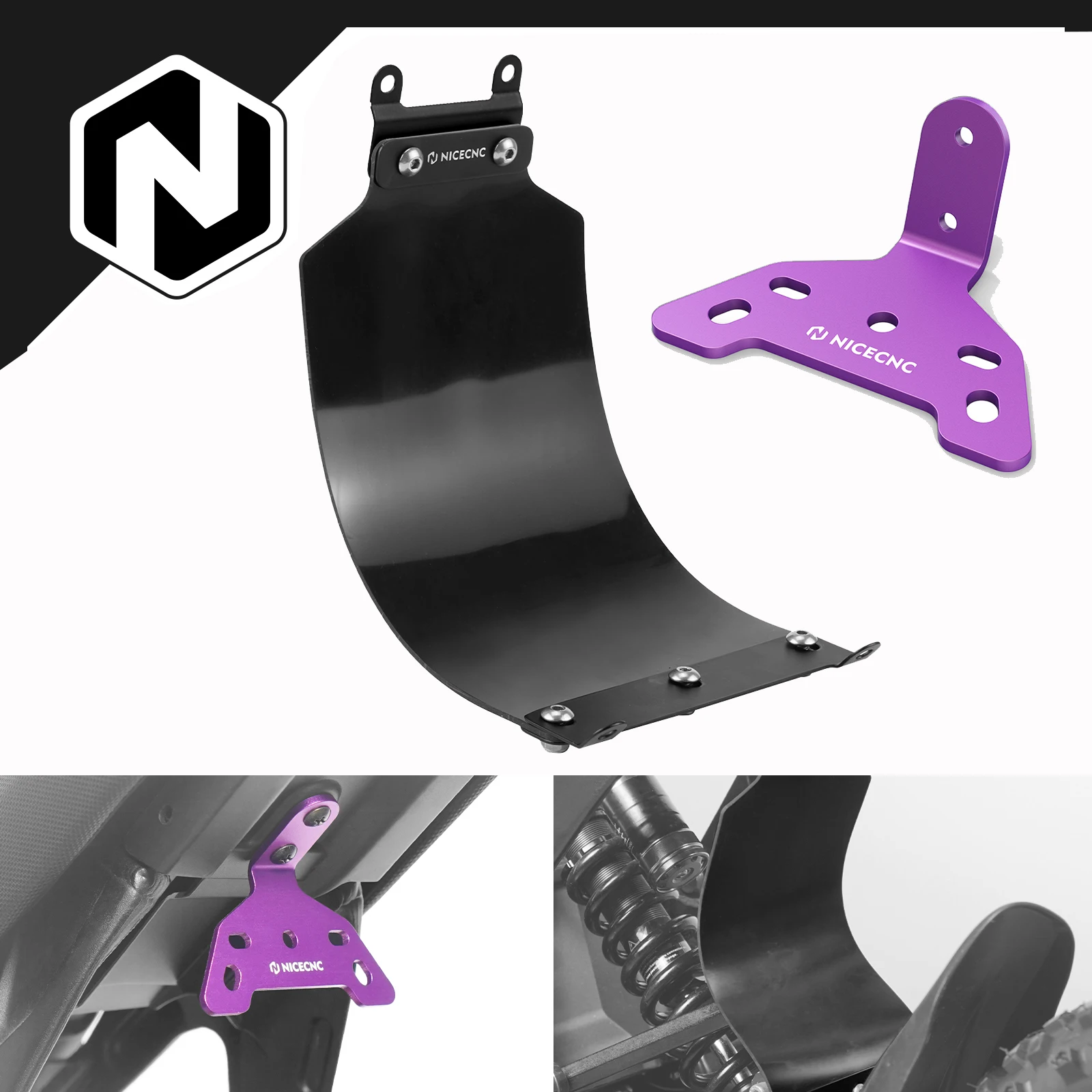 

NICECNC For Surron light bee X light bee S L1E 2024 Segway X160 X260 Rear Shock Fender Mud Guard & Tail Light Mounting Bracket