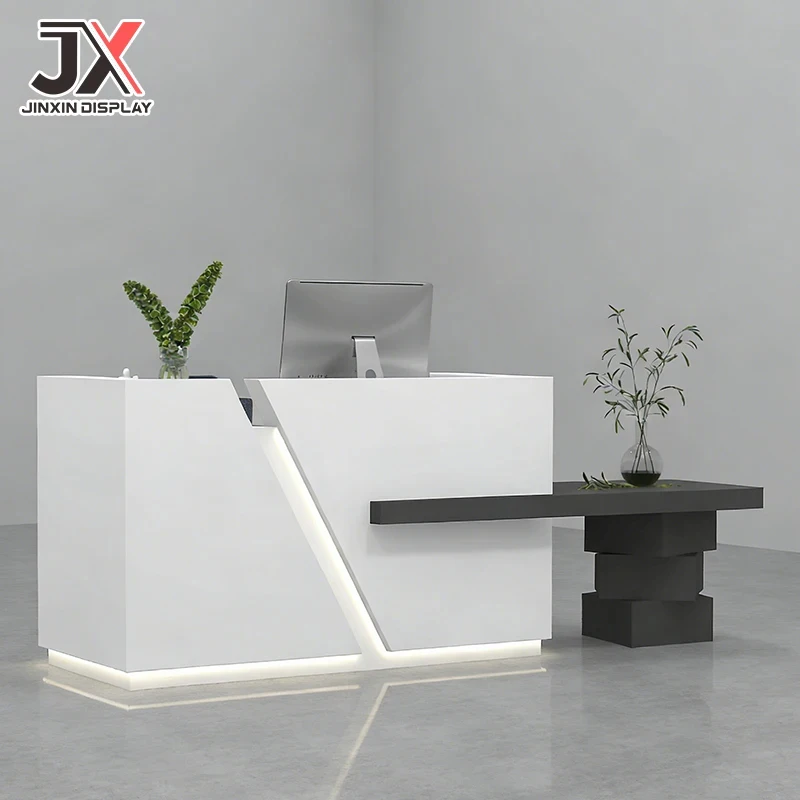custom.Factory Direct Custom Design LED Reception Desk Front Table High End Furniture Counter Modern Luxury Shopping Mall Retail