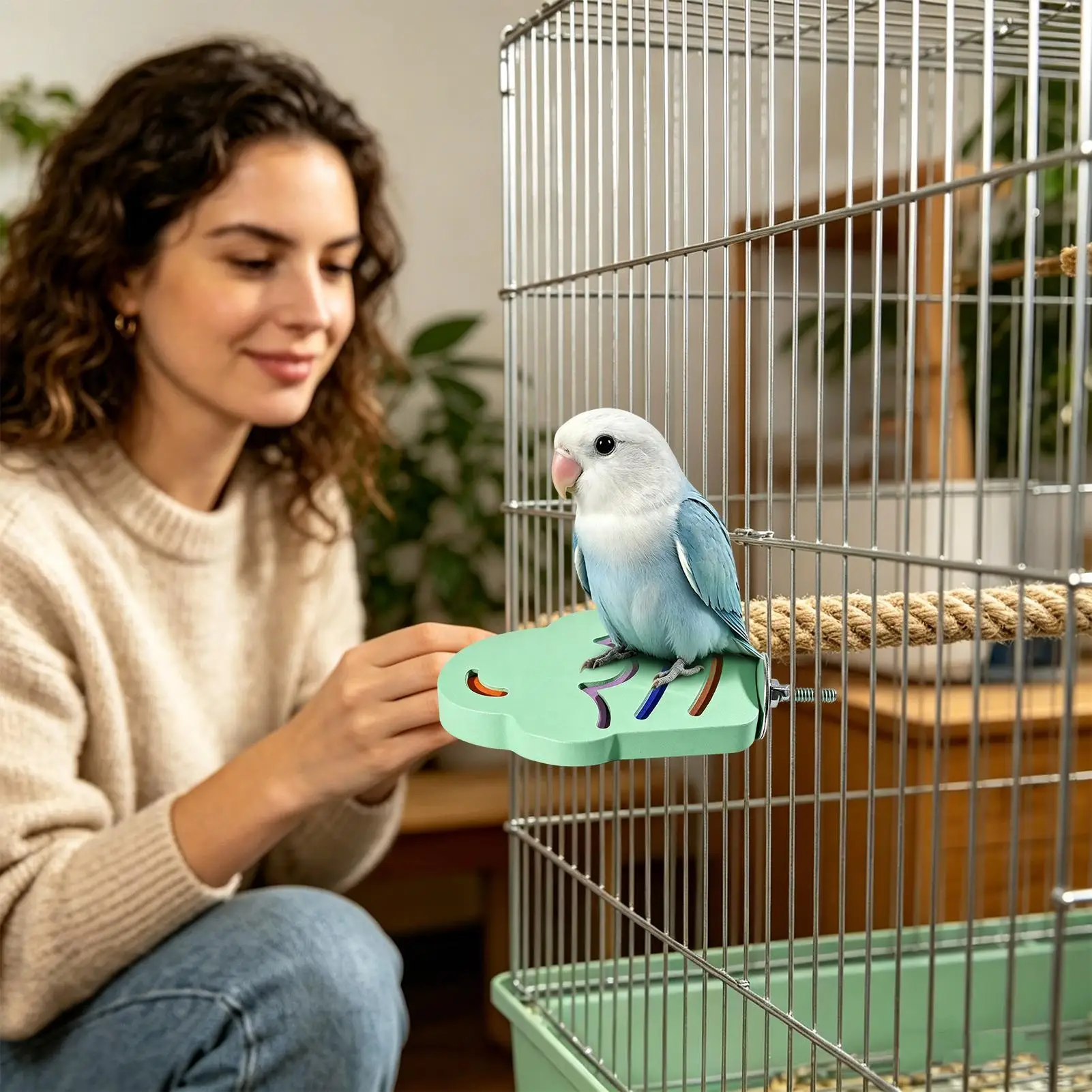 Bird Cage Perch Resin Paw Grinding Roosting Toys Bird Cages Flat Perches For Training Home Budgies Parakeets Cockatiels Conures view 4