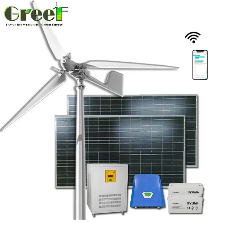 Factory Direct Sales 5kw Low Speed Wind Turbine 5kw Solar Panels Hybrid System Hybrid System 48v Off-grid Wind Generator