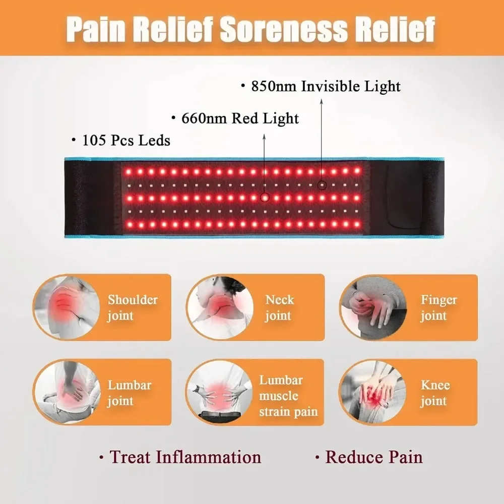 105Pcs Red Light Belt, LED Red Light Treatment with Near-infrared Light Device, Used To Alleviate Lumbar Muscle Soreness