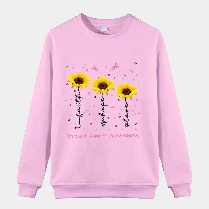 

Fashion Breast Cancer Printed Sweatshirts Spring Autumn Winter Long Sleeve Round Neck Casual Sweater Women Sweatershirt