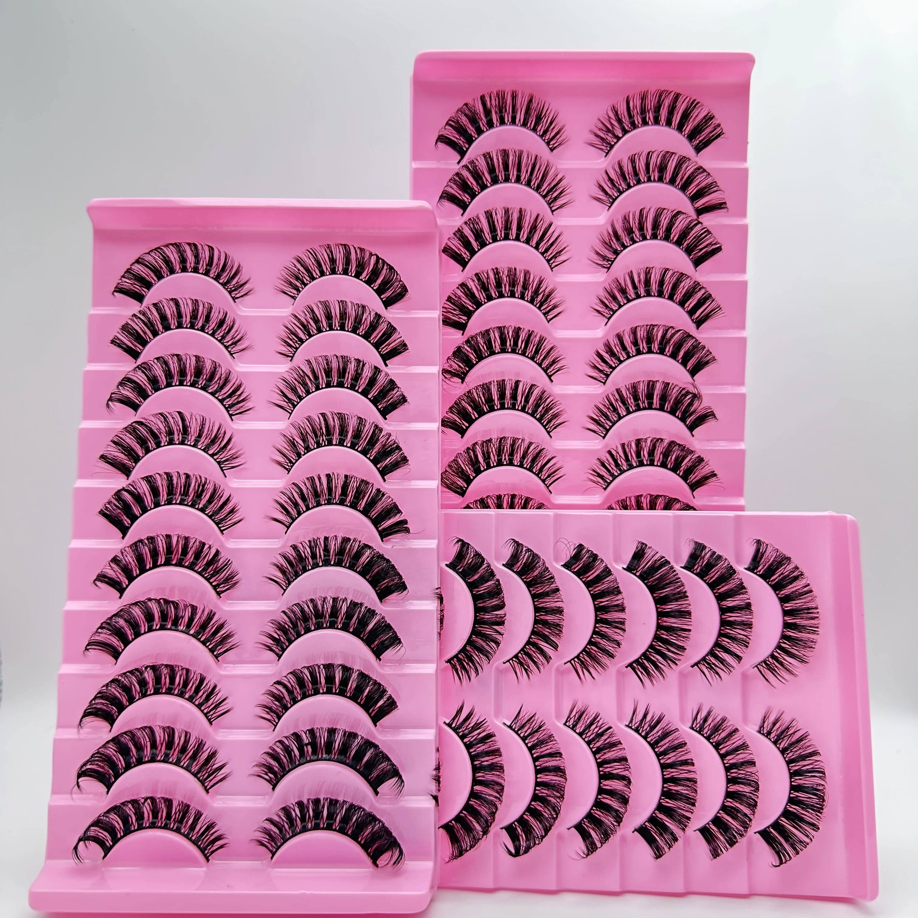 ロシア製ストライプつけまつげキット、ドラマチックなロングフォックスアイリフトデザイン、フルバーで外側のまつげを長くしてボリュームアップ、美容メイク用