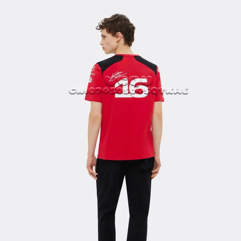 Leclerc T-Shirt 2023 Vintage Classic F1 Racing Suit Short Sleeved Summer Red Men Mesh Breathable Quick Drying Sport Casual Shirt