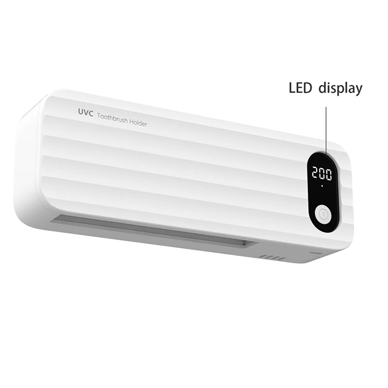 B07B-Smart Sanitizeri منظف فرشاة الأسنان القابل لإعادة الشحن بدون حفر مثبت على الحائط، منظم، حامل فرشاة