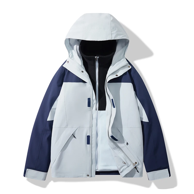 

New autumn and winter three-in-one detachable inner liner hooded down jacket windproof casual jacket warm coat for couples coat