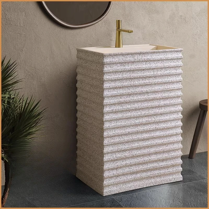 Japanese-style wabi-sabi wind vertical striped column basin household garden wash basin modern simple designer wash basin