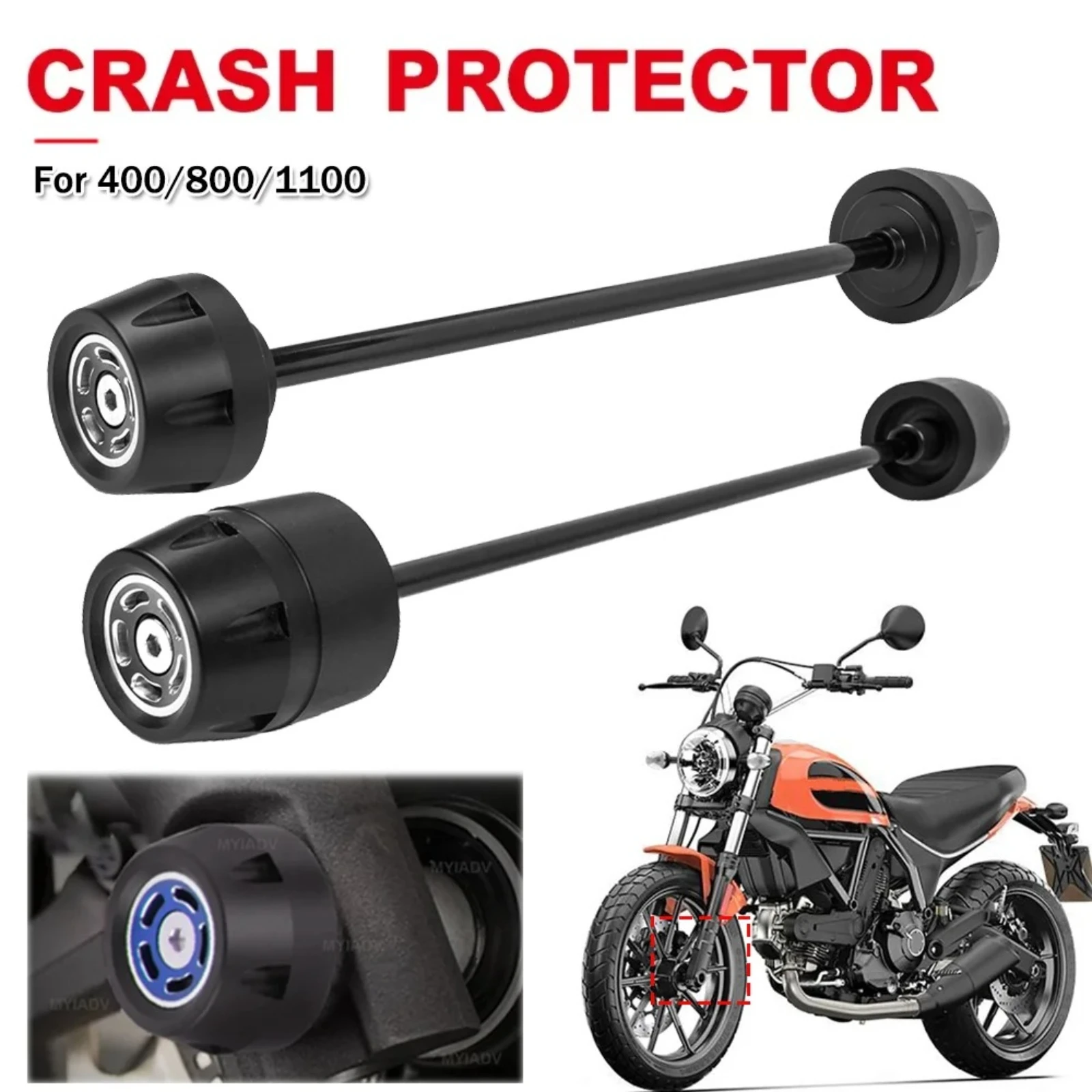 

Motorcycle Rear Front Axle Fork Crash Slider Frame Sliders Protection Engine Crash Pad For Ducati Scrambler 400 800 1100 2018-20