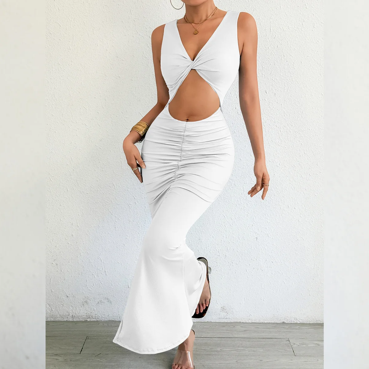 Kleider Damenkleid zum Tragen einer Hochzeit für Frauen, Herbst-Tweed, mehrfarbig, durchsichtig, mit Schnürung, tief ausgeschnitten, dehnbar, mit Schnürung, unregelmäßig, zart