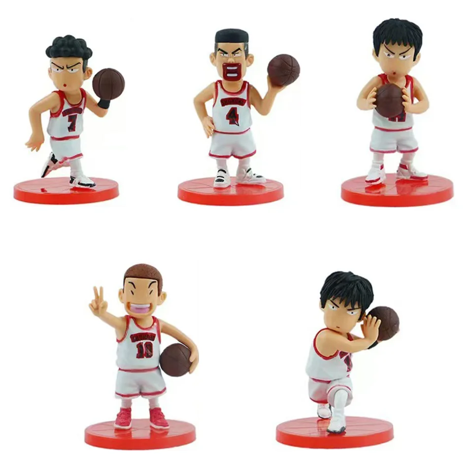 5 Pieces/Set Of Anime Slam Dunk Hanamichi Sakuragi Rukawa Kaede Miyagi Ryota Mitsui Hisashi AkagiTakenori Q Version Pvc Toy Gift