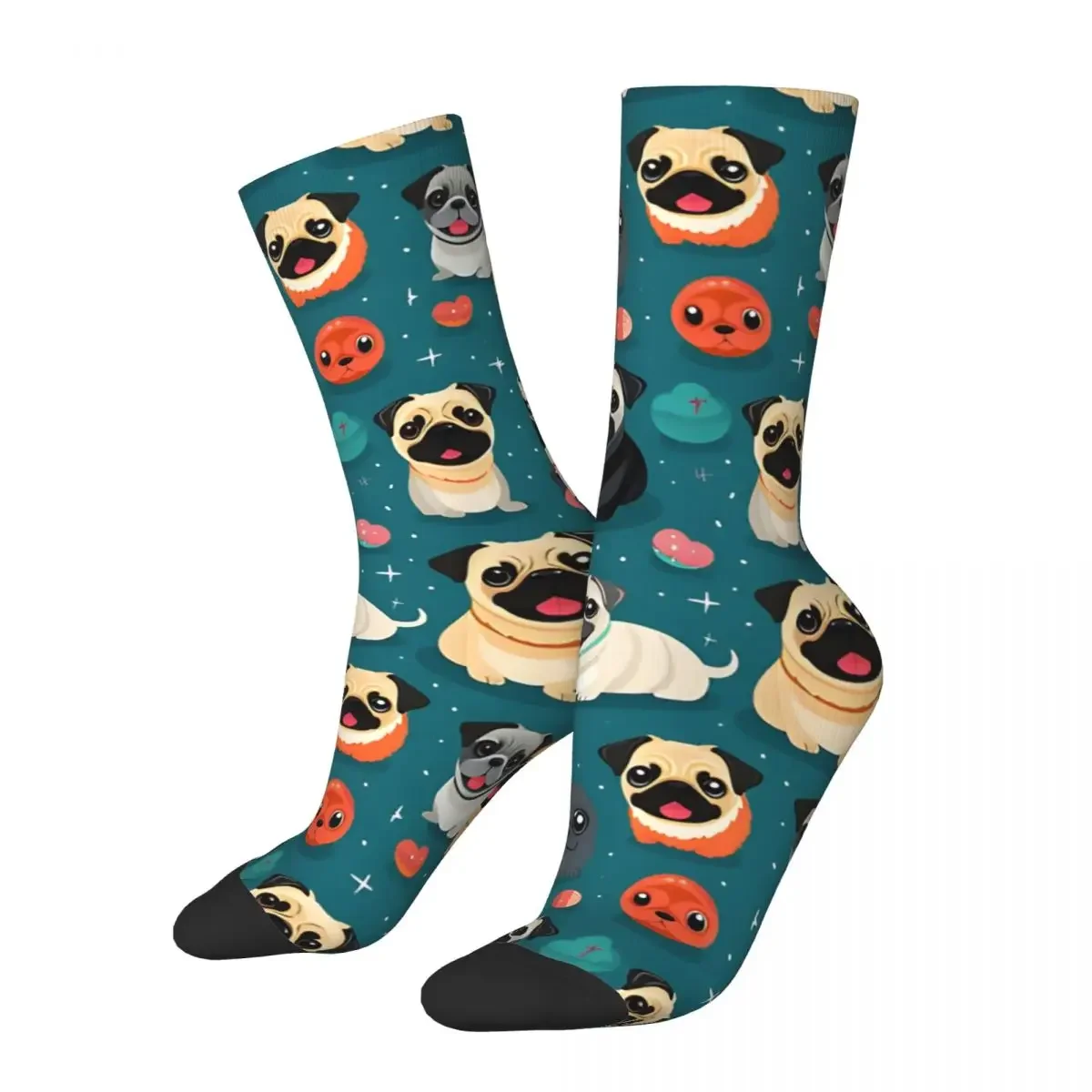 Crazy compression Cupcake Pugs A Cute And Adorable Image Sock for Men Vintage Quality Pattern Crew Sock Novelty