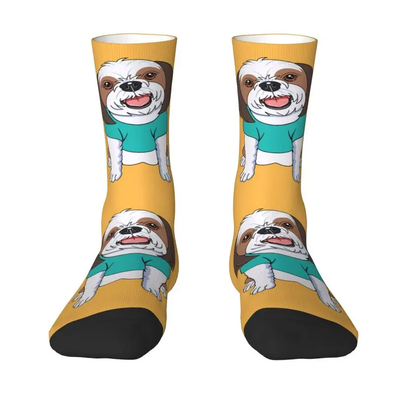 

Shih Tzu Dog Cartoon Pattern Dress Socks Men's Women's Warm Fashion Animal Puppy Crew Socks