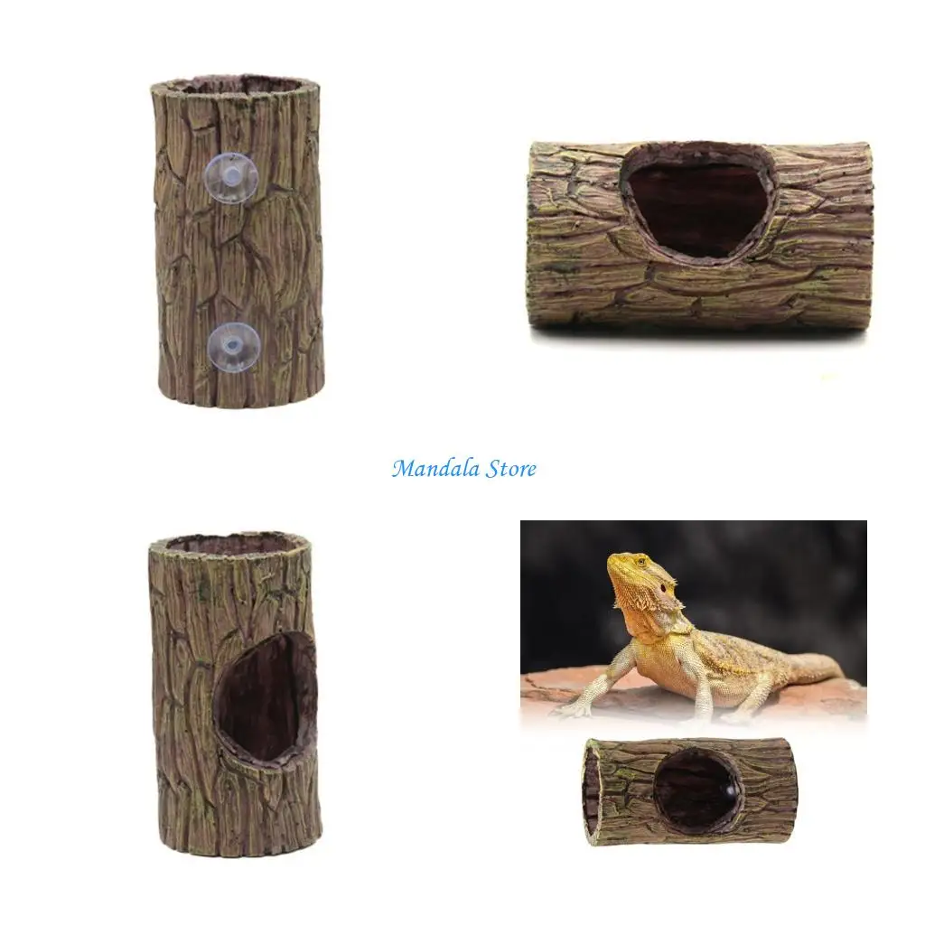 

U2JC Artificial Shelter Tree Decorative Hideouts Tunnel For Reptiles Breeding